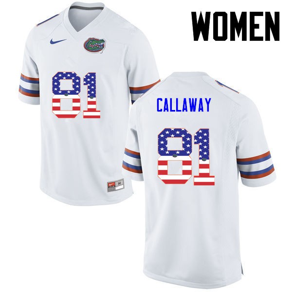 Florida Gators Women #81 Antonio Callaway College Football USA Flag Fashion White